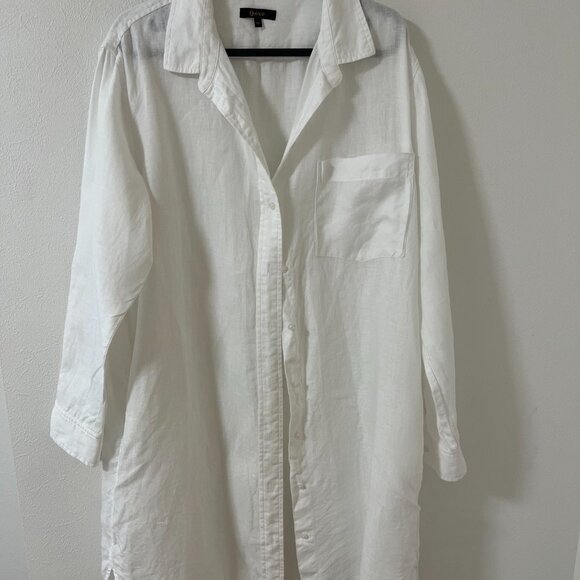 Quince 100% European Linen Shirt Dress - White - Medium - Picture 7 of 10